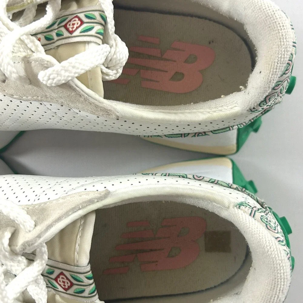 New Balance 327 Casablanca Mens 6.5 White Green Monogram Sneakers MS327CAB